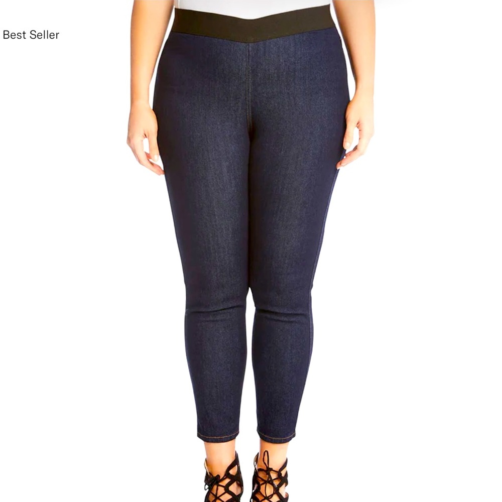 NWOT Karen Kane Plus Size Dark Rinse Jegging. Elastic waistband